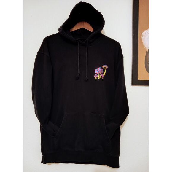 ALAB Magic Fungi Psychedelic Mushroom Graphic Black Hoodie Neon Colors  – SZ M - Picture 1 of 8
